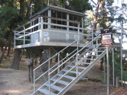 Fire lookout tower on display at Henninger Flats