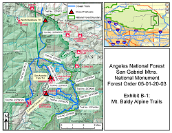 Mt. Baldy Alpine Trails Closure Map