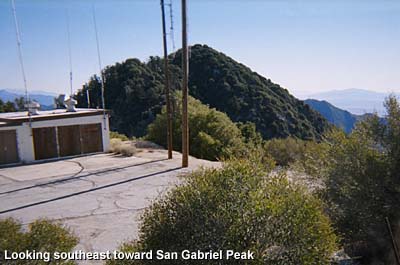 View southeast toward San Gabriel Peak, with some of the communications facility in the foreground and Saddleback on the right horizon