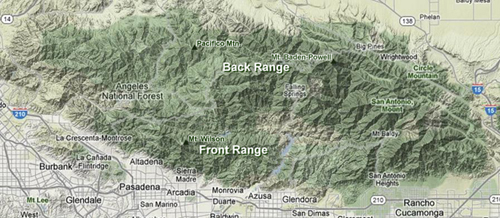 San Gabriel Mountains Front Range Back Range map