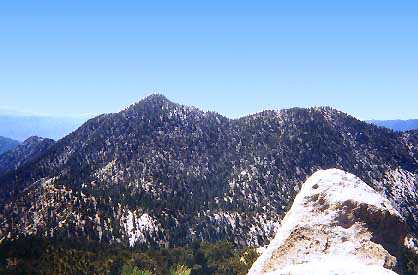 View south toward Twin Peaks from the outcroppoing south of Waterman Mountain summit